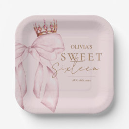 Elegante Sweet Sixteen Verjaardag Papieren Bordje