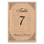 Elegante Swirl Burlap gepersonaliseerde tafel Kaar Kaart (Achterkant)