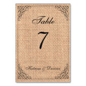 Elegante Swirl Burlap gepersonaliseerde tafel Kaar Kaart (Voorkant)