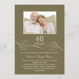 Elegante Swirl Jubileum Foto Uitnodiging - Sage