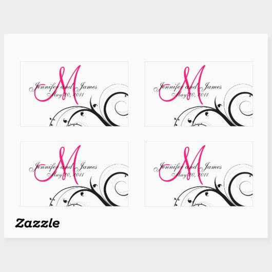 Elegante Swirl Monogram Bruiloft Wijn Labels (Vel)