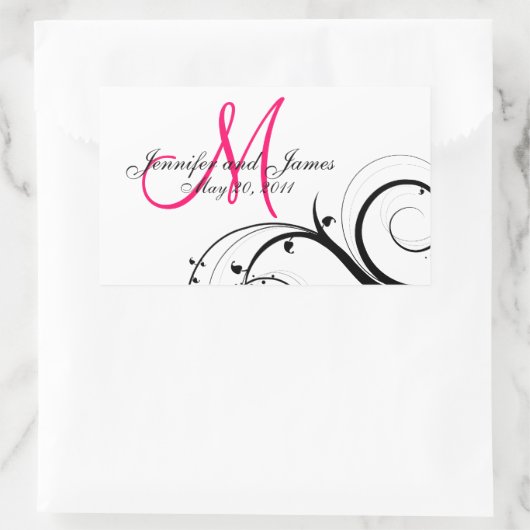 Elegante Swirl Monogram Bruiloft Wijn Labels (Tas)