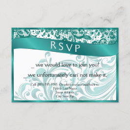 Elegante Swirl RSVP-kaart 3.5x5 - Blauwgroen RSVP Kaartje