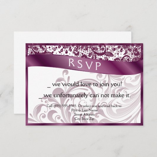 Elegante Swirl RSVP-kaart 3,5x5 RSVP Kaartje (Voorkant / Achterkant)