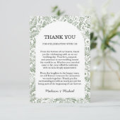 Elegante Swirl Sage Green Floral Wedding Bedankkaart (Staand voorkant)