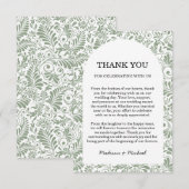 Elegante Swirl Sage Green Floral Wedding Bedankkaart (Voorkant / Achterkant)