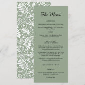 Elegante Swirl Sage Green Floral Wedding Menu (Voorkant / Achterkant)