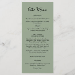 Elegante  Swirl Sage Green Floral Wedding Menu
