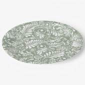 Elegante  Swirl Sage Green Floral Wedding Papieren Bordje (Gekanteld)