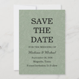 Elegante  Swirl Sage Green Floral Wedding Save The Date