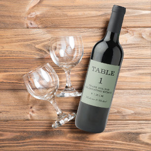 Elegante  Swirl Sage Green Floral Wedding Wijn Etiket