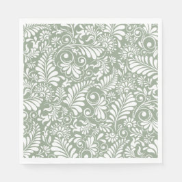 Elegante  Swirl Save Green Floral Wedding Servet