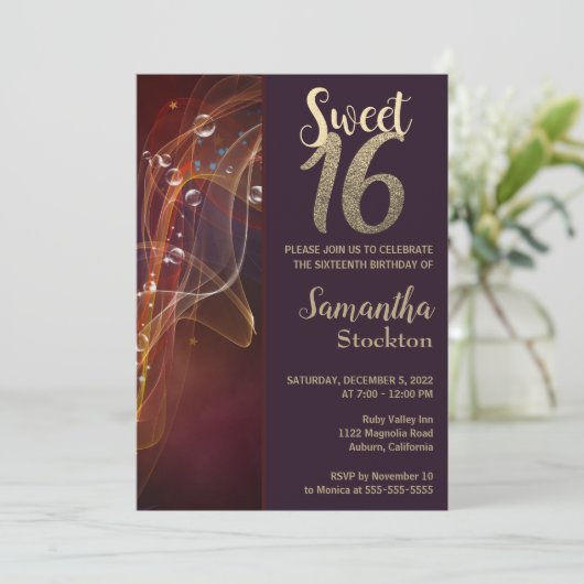 Elegante Swirls Verjaardag uitnodiging (Staand voorkant)