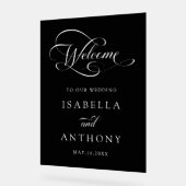 Elegante Swirly Calligraphy Wedding Welkom Zwart Acryl Bord (Hoek)