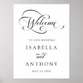 Elegante Swirly Calligraphy Wedding Welkomstbord Poster (Voorkant)