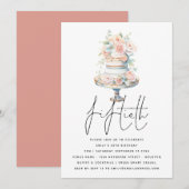 Elegante taart stoffige roze perzik script 50e ver kaart (Voorkant / Achterkant)