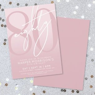 Elegante Tachtig Pink 80ste Verjaardagsfeestje Kaart