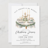 Elegante tafel Kerstmis diner uitnodiging (Voorkant)