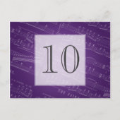 Elegante tafel Nummer Bladmuziek Paarse Briefkaart (Voorkant)