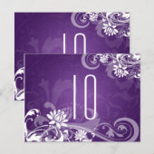 Elegante tafel nummer Bloemen wervelingen Paarse Briefkaart (Voorkant / Achterkant)