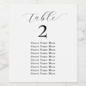Elegante tafel nummer gasten namen zwart wit wijn etiket (Enkel label)