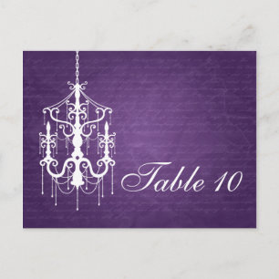 Elegante tafel nummer kroonluchter Paarse Briefkaart