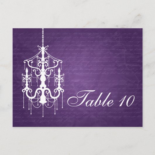 Elegante tafel nummer kroonluchter Paarse Briefkaart (Voorkant)