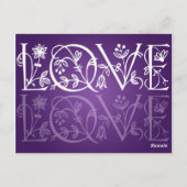 Elegante tafel nummer liefde bloeien Paarse Briefkaart (Achterkant)