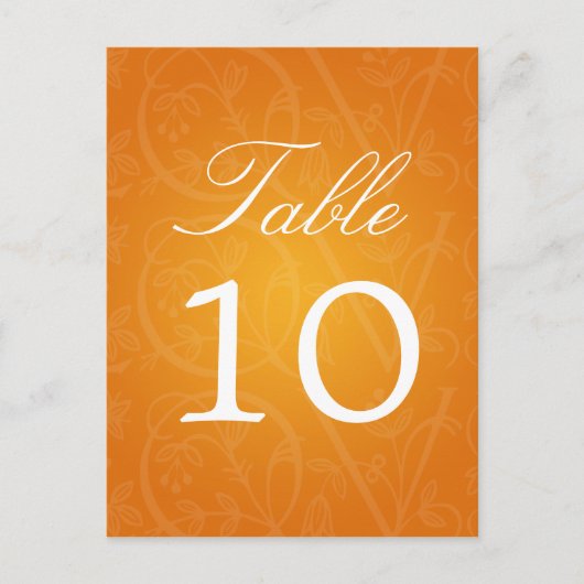 Elegante tafel nummer liefde bloeien Sinaasappel Briefkaart (Voorkant)