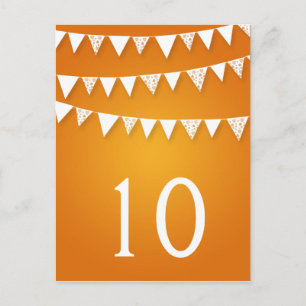 Elegante tafel nummer liefde Bunting Sinaasappel Briefkaart