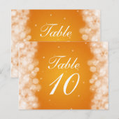 Elegante tafel nummer partij Sparkle Sinaasappel Briefkaart (Voorkant / Achterkant)