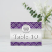 Elegante tafel nummer Royal Crown Paarse Briefkaart (Staand voorkant)