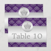 Elegante tafel nummer Royal Crown Paarse Briefkaart (Voorkant / Achterkant)