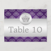 Elegante tafel nummer Royal Crown Paarse Briefkaart (Achterkant)