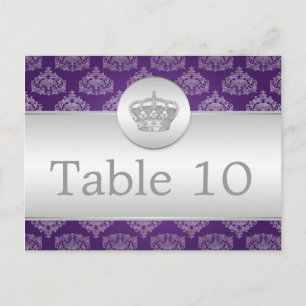 Elegante tafel nummer Royal Crown Paarse Briefkaart