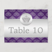 Elegante tafel nummer Royal Crown Paarse Briefkaart (Voorkant)