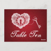 Elegante tafel nummer sleutel tot mijn hart rood briefkaart (Achterkant)