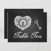 Elegante tafel nummer sleutel tot mijn hart zwart briefkaart (Voorkant / Achterkant)