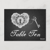 Elegante tafel nummer sleutel tot mijn hart zwart briefkaart (Achterkant)