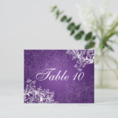 Elegante tafel nummer  wervelingen Paarse Briefkaart (Staand voorkant)