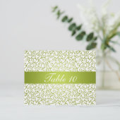 Elegante tafel nummer wervelingen patroon limoen g briefkaart (Staand voorkant)