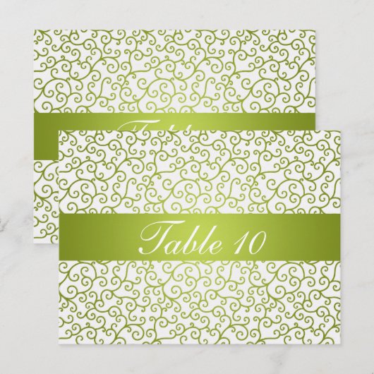 Elegante tafel nummer wervelingen patroon limoen g briefkaart (Voorkant / Achterkant)