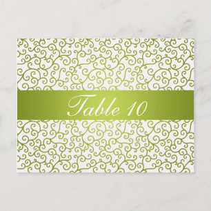 Elegante tafel nummer wervelingen patroon limoen g briefkaart