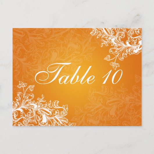 Elegante tafel nummer  wervelingen Sinaasappel Briefkaart (Voorkant)