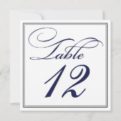 Elegante tafelkaartjes in navyblauw script kaart (Achterkant)