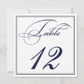 Elegante tafelkaartjes in navyblauw script kaart (Achterkant)