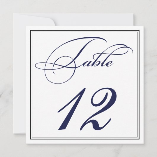 Elegante tafelkaartjes in navyblauw script kaart (Voorkant)