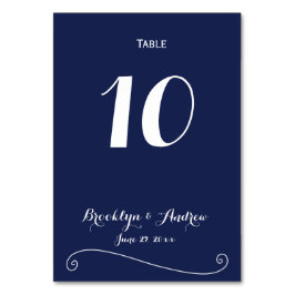 Elegante tafelkaartjes voor trouwfeest in navyblau kaart