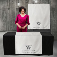 Elegante tafelloper banner met bedrijfslogo in bei