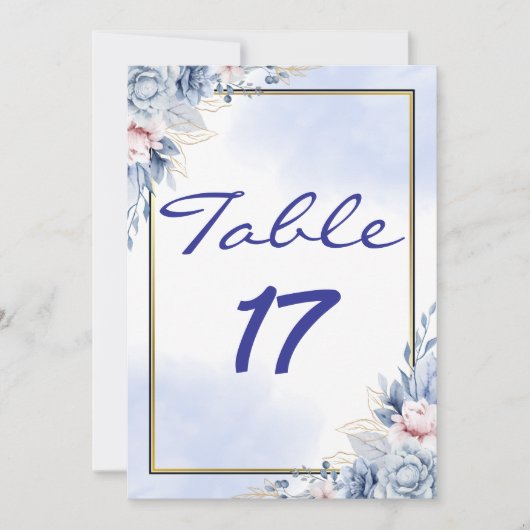 Elegante tafelnummerkaart kaart (Voorkant)